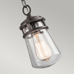 Luminosa Lighting Elstead Lyndon 1 Light Small Outdoor Ceiling Chain Lantern Architectural Bronze, E27 - thumbnail 3