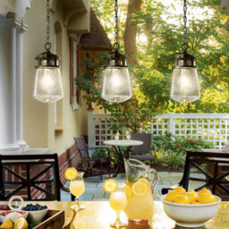 Luminosa Lighting Elstead Lyndon 1 Light Small Outdoor Ceiling Chain Lantern Architectural Bronze, E27 - thumbnail 2