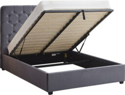 Seconique Madison Ottoman 5' King Size Bed Grey Velvet Fabric - thumbnail 1