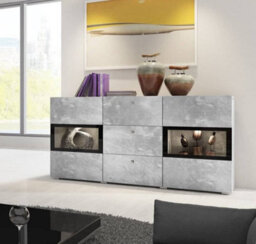 Arte Baros 26 Contemporary Display Sideboard Cabinet 2 Hinged Doors 2 Shelves 3 Drawers Concrete Grey (H)700mm (W)1320mm (D)390mm - thumbnail 2