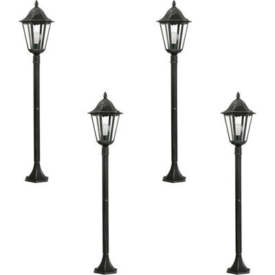 4 Pack Ip44 Outdoor Black And Silver Bollard Lights With 60W E27 Bulbs - 1200mm Post - image 1