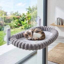 Cat Window Hammock Bed Perch With 4 Strong Suction Cups For Indoor Cats Sturdy Grey- 52X30Cm - thumbnail 4