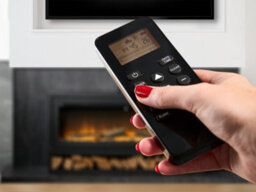 Acantha Pre-Built Slate Effect Media Wall 3 With Vision Electric Media Stove & Log Store In Black - thumbnail 7