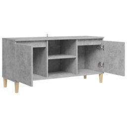 Berkfield Tv Cabinet With Solid Wood Legs Concrete Grey 103.5X35X50 Cm - thumbnail 7