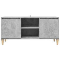 Berkfield Tv Cabinet With Solid Wood Legs Concrete Grey 103.5X35X50 Cm - thumbnail 5
