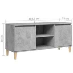 Berkfield Tv Cabinet With Solid Wood Legs Concrete Grey 103.5X35X50 Cm - thumbnail 8