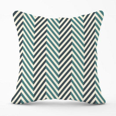 Warren Reed Designer Geometric Herringbone Chevron Blues Outdoor Cushion 45Cm X 45Cm - image 1