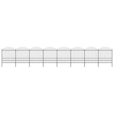 Berkfield Garden Fence With Spear Top Steel (1.75-2)X13.6 M Black - image 1