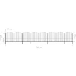 Berkfield Garden Fence With Spear Top Steel (1.75-2)X13.6 M Black - thumbnail 5