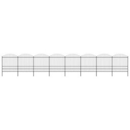 Berkfield Garden Fence With Spear Top Steel (1.75-2)X13.6 M Black - thumbnail 1