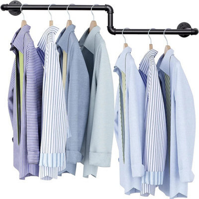 Industrial Pipe Wall Mount Clothes Rail Garment Hanging Display Rack - image 1
