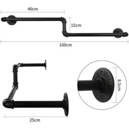 Industrial Pipe Wall Mount Clothes Rail Garment Hanging Display Rack - thumbnail 2