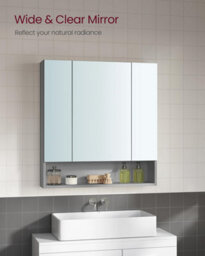 Vasagle Bathroom Mirror Cabinet, Bathroom Cabinet With Mirror, Wall Mirror Cabinet, Open Compartment, Adjustable Shelves - thumbnail 3