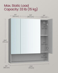 Vasagle Bathroom Mirror Cabinet, Bathroom Cabinet With Mirror, Wall Mirror Cabinet, Open Compartment, Adjustable Shelves - thumbnail 2