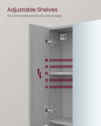 Vasagle Bathroom Mirror Cabinet, Bathroom Cabinet With Mirror, Wall Mirror Cabinet, Open Compartment, Adjustable Shelves - thumbnail 5