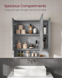 Vasagle Bathroom Mirror Cabinet, Bathroom Cabinet With Mirror, Wall Mirror Cabinet, Open Compartment, Adjustable Shelves - thumbnail 4