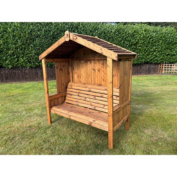 Charles Taylor Imperial Wooden Arbour 3 Seater Bench Seat Chair Burgundy Cushion - thumbnail 3