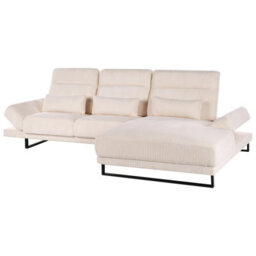 Beliani Corner Sofa 4 Seater Ikast Corduroy Beige Left Hand - thumbnail 4