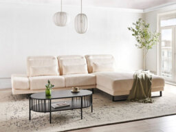 Beliani Corner Sofa 4 Seater Ikast Corduroy Beige Left Hand - thumbnail 2
