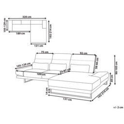 Beliani Corner Sofa 4 Seater Ikast Corduroy Beige Left Hand - thumbnail 3