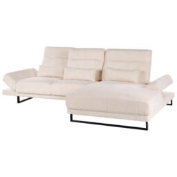 Beliani Corner Sofa 4 Seater Ikast Corduroy Beige Left Hand - thumbnail 6