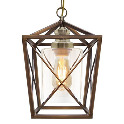 Long Life Lamps Company Vintage Antique Brass Lantern Ceiling Pendant Light M0200 - image 1