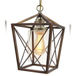 Long Life Lamps Company Vintage Antique Brass Lantern Ceiling Pendant Light M0200 - thumbnail 3
