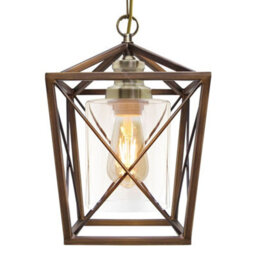 Long Life Lamps Company Vintage Antique Brass Lantern Ceiling Pendant Light M0200 - thumbnail 1
