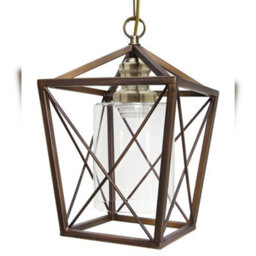 Long Life Lamps Company Vintage Antique Brass Lantern Ceiling Pendant Light M0200 - thumbnail 4