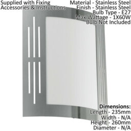 Ip44 Stainless Steel Outdoor Wall Light - Modern Square Design For Porches - thumbnail 2