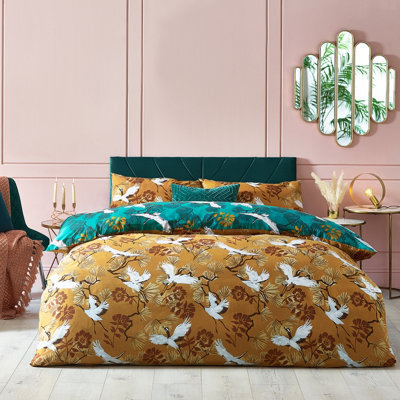 Furn. Demoiselle Floral Reversible Duvet Cover Set, Single, Yellow - image 1
