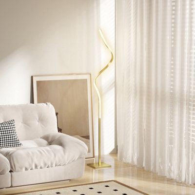 Homcom Led Floor Lamp, Standing Lamp With3 Adjustable Brightness Gold Tone - image 1