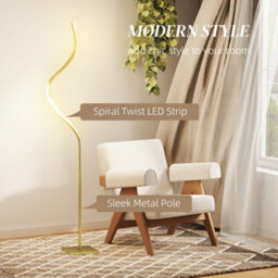 Homcom Led Floor Lamp, Standing Lamp With3 Adjustable Brightness Gold Tone - thumbnail 4