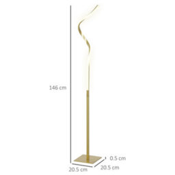 Homcom Led Floor Lamp, Standing Lamp With3 Adjustable Brightness Gold Tone - thumbnail 3