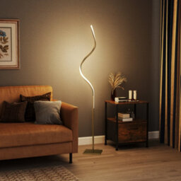 Homcom Led Floor Lamp, Standing Lamp With3 Adjustable Brightness Gold Tone - thumbnail 9