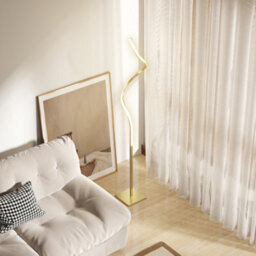 Homcom Led Floor Lamp, Standing Lamp With3 Adjustable Brightness Gold Tone - thumbnail 8
