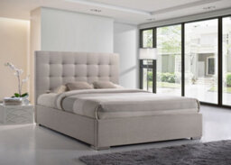 Save On Goods UK 4Ft6 Double Sand,cream Beige, Woven Linen Fabric Upholstered Bed Frame Bedstead - thumbnail 1