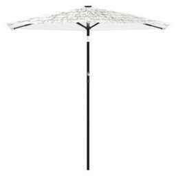 Berkfield Garden Parasol With Steel Pole White 223X223X213 Cm - thumbnail 3