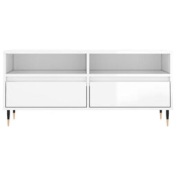 Walplus Tv Cabinet High Gloss White 100X34.5X44.5 Cm Engineered Wood - thumbnail 5