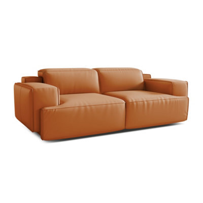 Valencia Valentina Leather Loveseat Recliner Sofa Cognac Nappa 11000 Leather Kiln-Dried Wood Adjustable Headrest - image 1