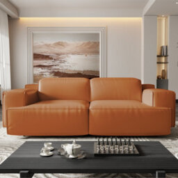 Valencia Valentina Leather Loveseat Recliner Sofa Cognac Nappa 11000 Leather Kiln-Dried Wood Adjustable Headrest - thumbnail 2