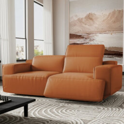 Valencia Valentina Leather Loveseat Recliner Sofa Cognac Nappa 11000 Leather Kiln-Dried Wood Adjustable Headrest - thumbnail 4