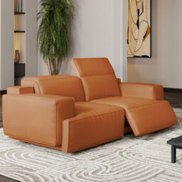 Valencia Valentina Leather Loveseat Recliner Sofa Cognac Nappa 11000 Leather Kiln-Dried Wood Adjustable Headrest - thumbnail 5
