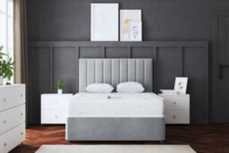DS Living Amelia Silver Upholstered Panel Divan Bed With Headboard And Four Drawers Double - thumbnail 4