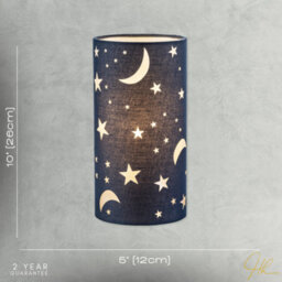 Happy Homewares Modern Stars And Moons Children/kids Midnight Blue Cotton Table Lamp - thumbnail 7