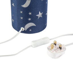 Happy Homewares Modern Stars And Moons Children/kids Midnight Blue Cotton Table Lamp - thumbnail 4