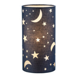 Happy Homewares Modern Stars And Moons Children/kids Midnight Blue Cotton Table Lamp