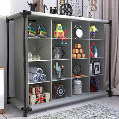 Living And Home 16 Grids Grey Shoe Storage Cabinet Cube Shoe Organizer Display Shelf - image 1