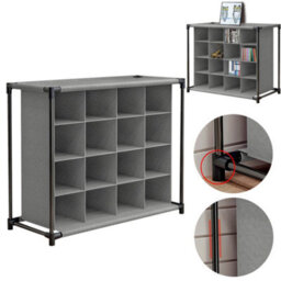 Living And Home 16 Grids Grey Shoe Storage Cabinet Cube Shoe Organizer Display Shelf - thumbnail 4