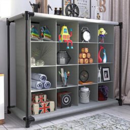 Living And Home 16 Grids Grey Shoe Storage Cabinet Cube Shoe Organizer Display Shelf - thumbnail 1